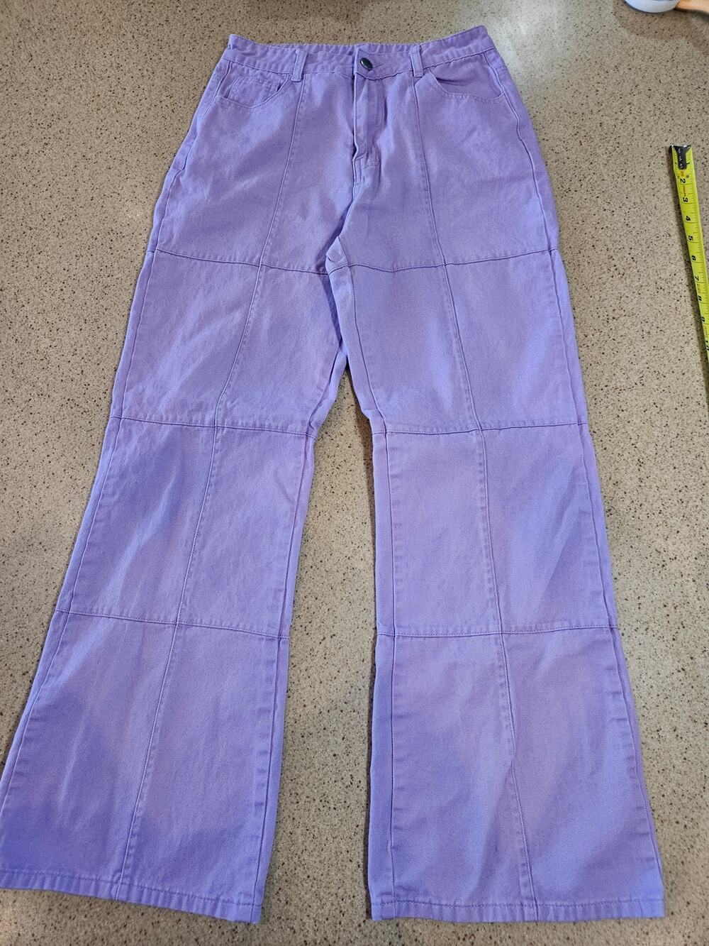 Bailey Rose Lavanda Lavender Paneled High-Rise Wide-Leg Seam Pants - M
